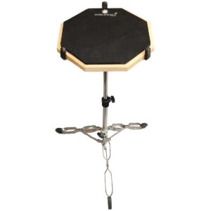 WORLDMACS 12 INCHES TWO SIDED "SUPREBOUND"DRUM PRACTICE PAD WITH HEAVY METAL DOUBLE BRACED STAND